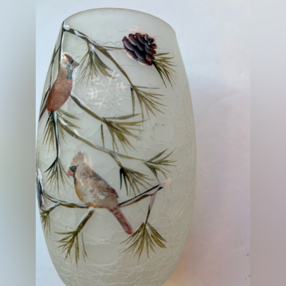 Stony Creek cardinals lighted glass lamp from Madison Wisconsin - Picture 3 of 6